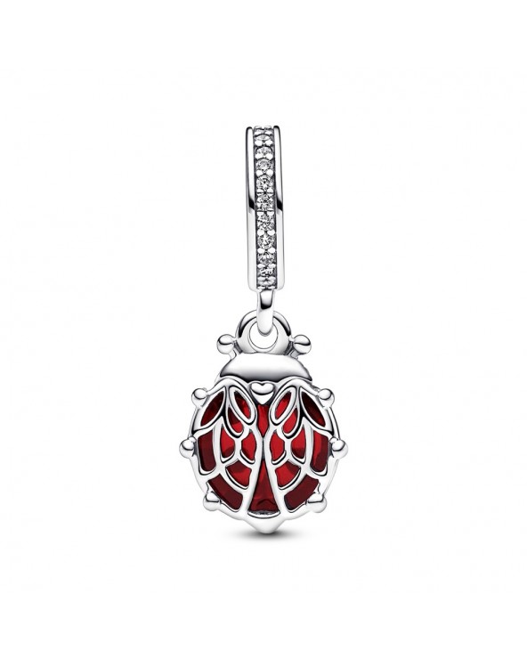 Pandora Ladybird sterling silver dangle with salsa red crystal