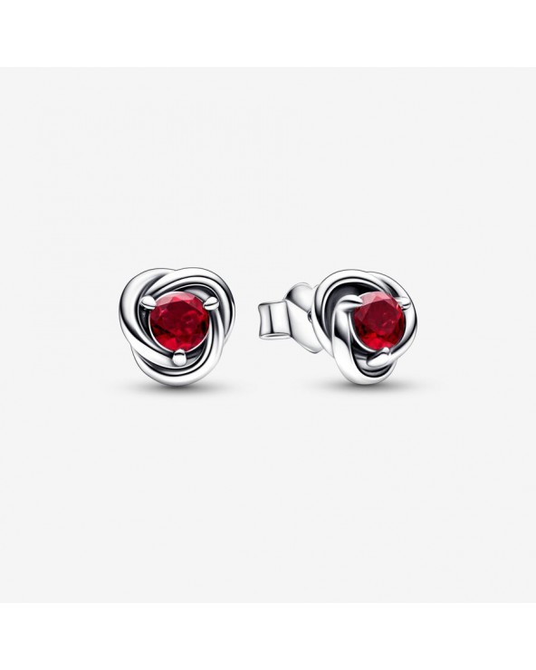 Pandora Sterling silver stud earrings with true red crystal