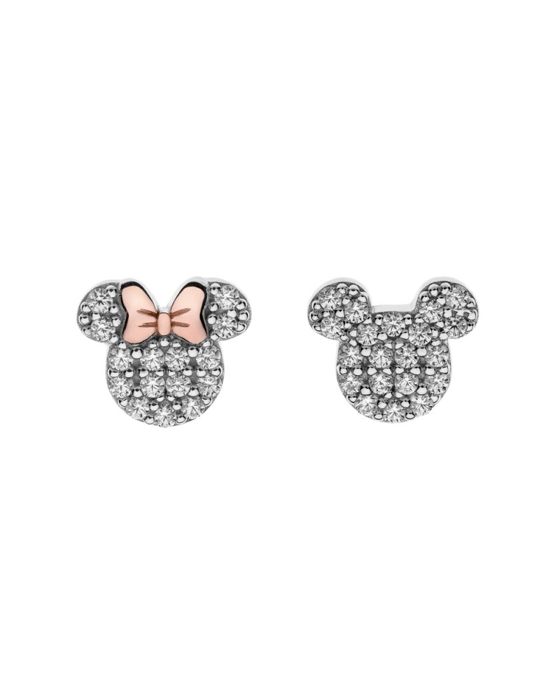 Disney Orecchini Bambina Mickey e Minnie Mouse - Bianco