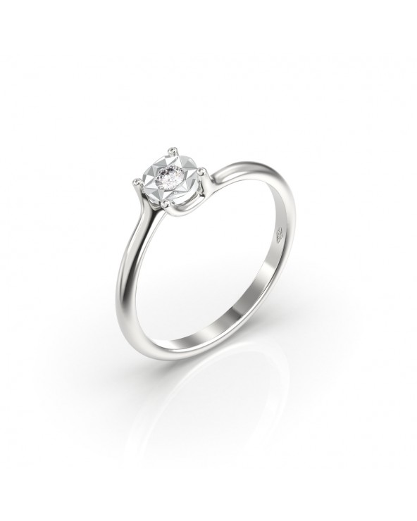 Ray Milano 18kt white gold ring solitaire with diamond