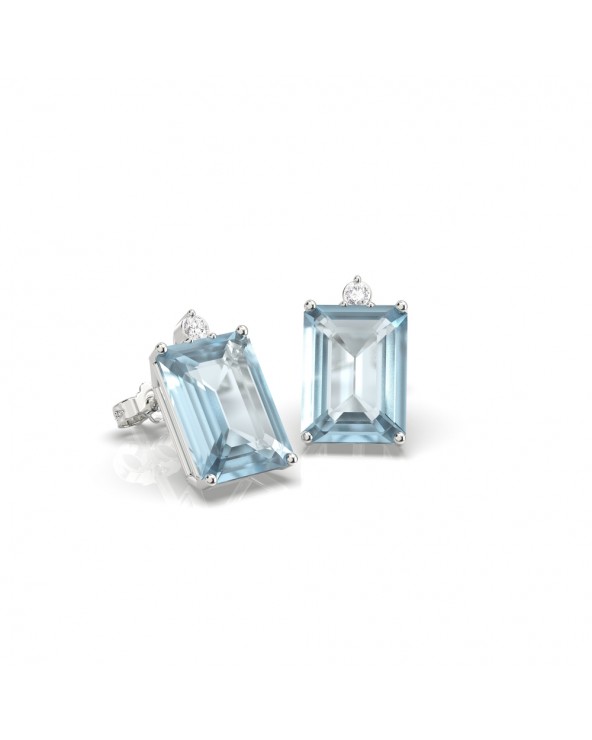 Ray Milano 18kt white gold earrings with diamons and aquamarine
