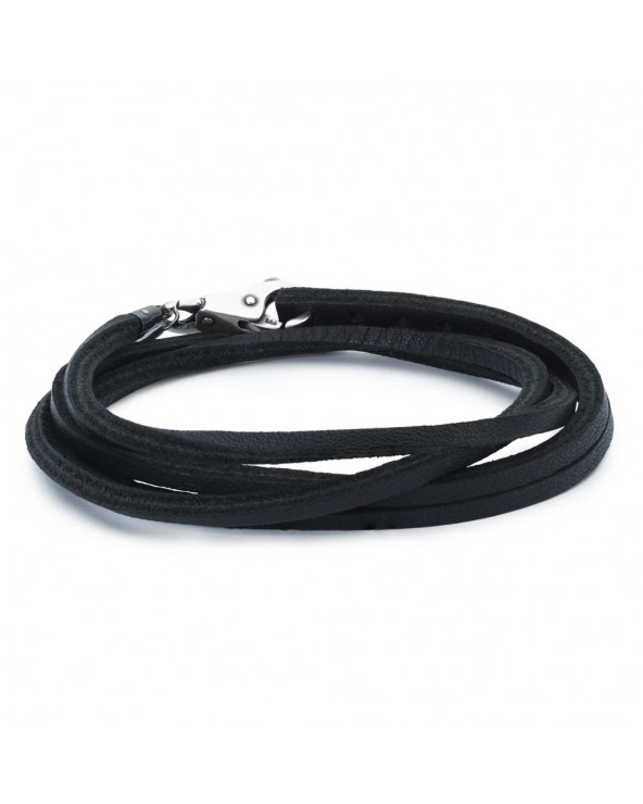 Trollbeads Leather Bracelet Black/Silver, 41 cm