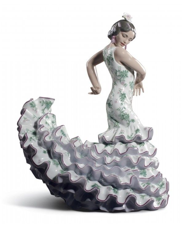 Scultura Donna Flamenco. Verde e porpora. Edizione limitata