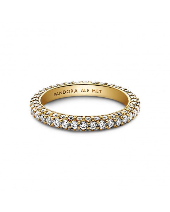 Pandora 14k Gold-plated ring with clear cubic zirconia
