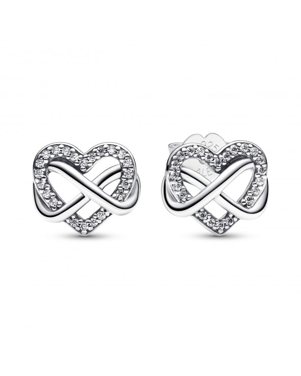 Pandora Infinity heart sterling silver stud earrings