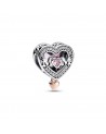 Pandora Mum heart sterling silver and 14k rose gold-plated charm