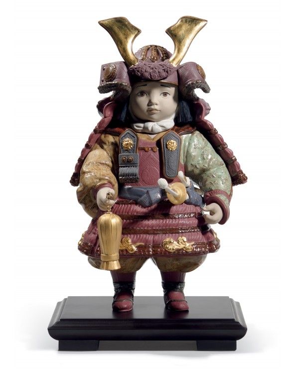 Lladrò Figurina bambino samurai. Lustro oro. Edizione limitata