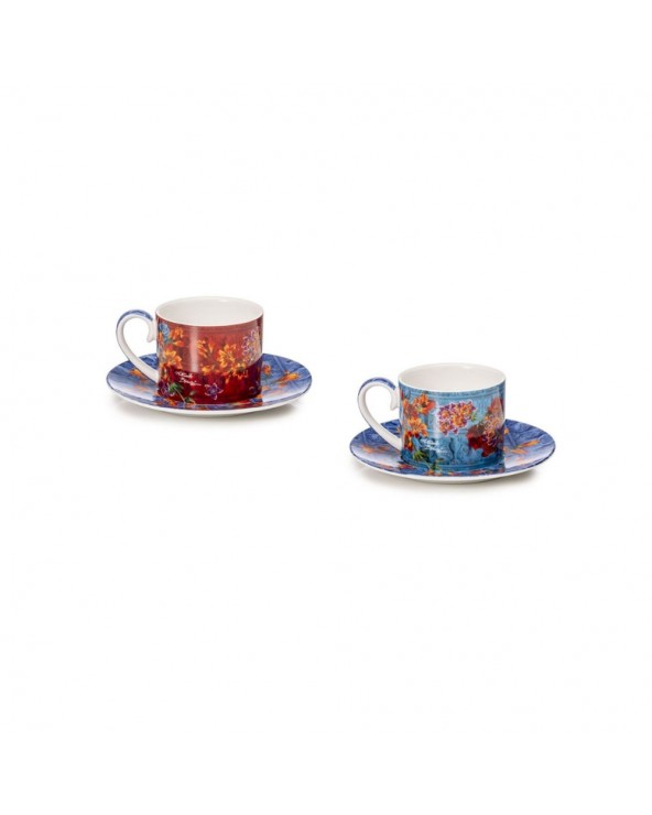 Palais Royal Set of 2 coffee cups light blue and red