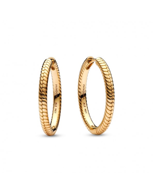 Pandora Snake chain pattern 14k gold-plated hoop earrings