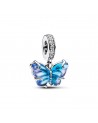 Pandora Butterfly sterling silver dangle with bi-colour blue