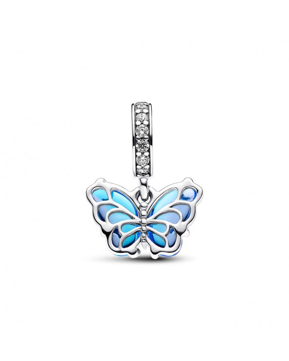 Pandora Butterfly sterling silver dangle with bi-colour blue