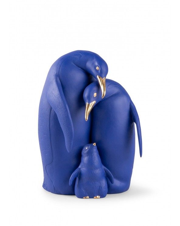 Famiglia di pinguini (blu-dorato)