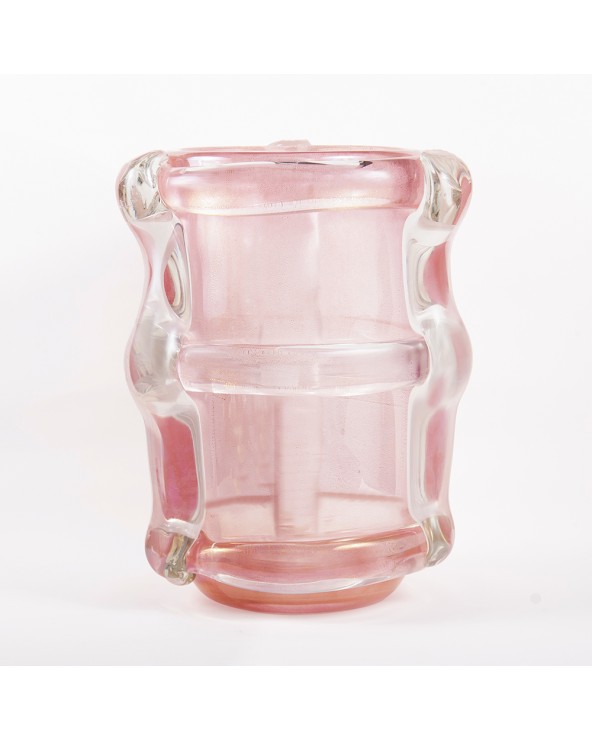 Vaso in vetro di Murano rosa stile anni '50