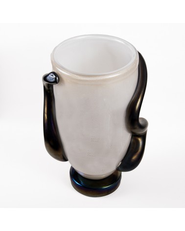 Murano Glass Vase in Original Murano Glass - white with side
