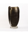 Vaso in vetro di Murano a forma di coppa oro con manici trasparenti stile anni '50