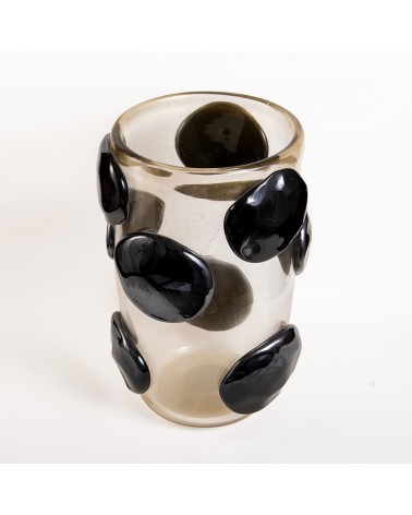 Murano Glass Vase in Original Murano Glass - clear and black