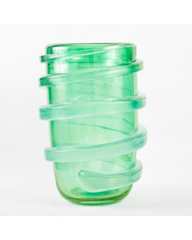Murano Glass Vase in Original Murano Glass - green with spiral