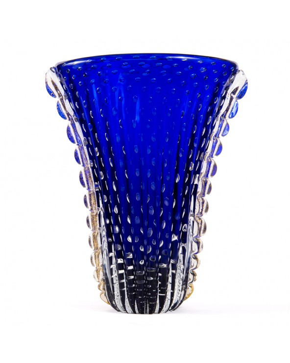 Vaso a Tulipano in vetro di Murano Blu