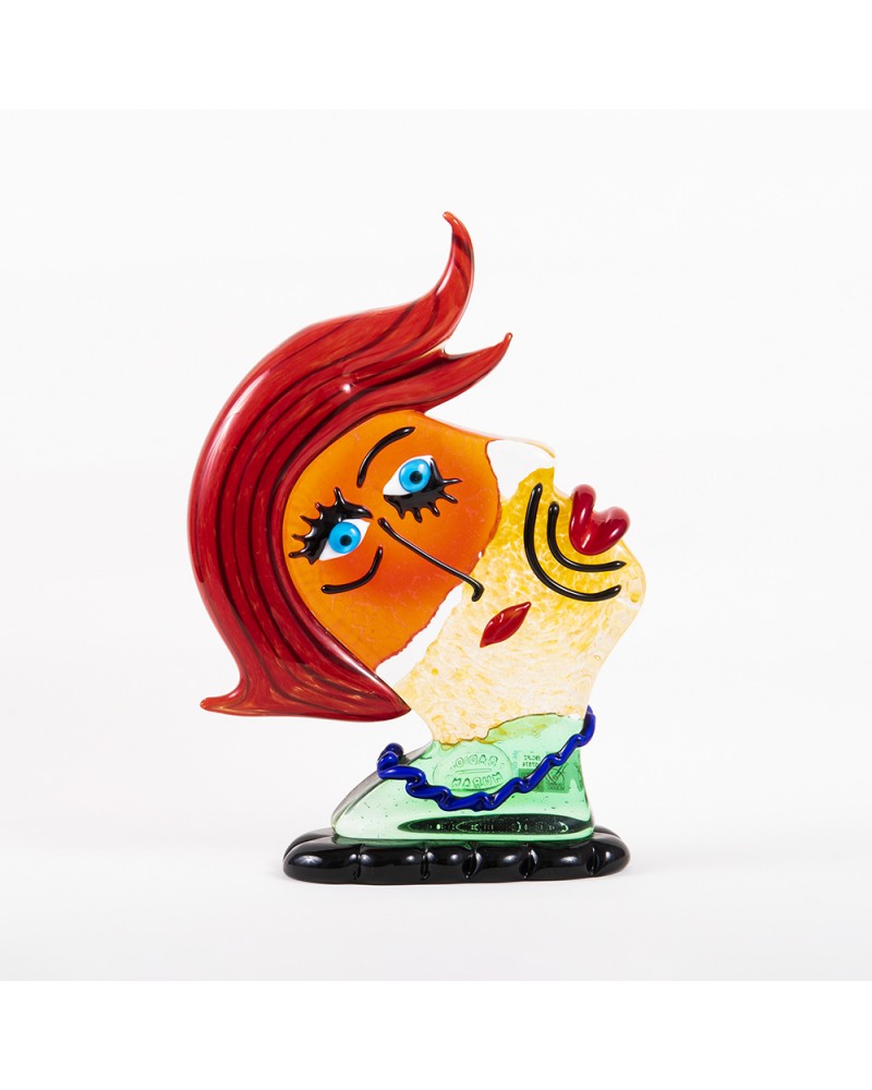 Murano Glass Woman Head Sculpture in Murano Glass - Sunset