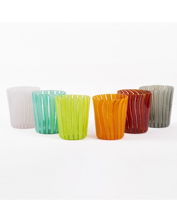 Set di 6 Bicchieri Millerighe in vetro di Murano - colori assortiti