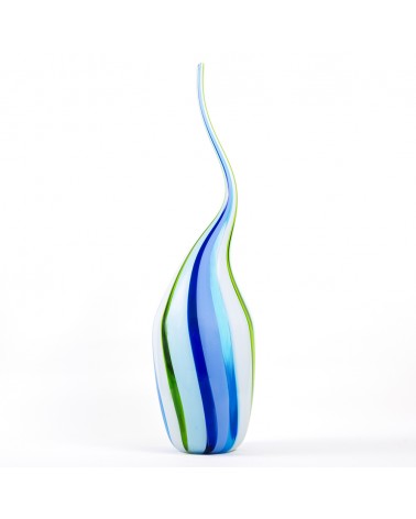 Vaso a Canne in vetro di Murano - Blu/Azzurro/Verde