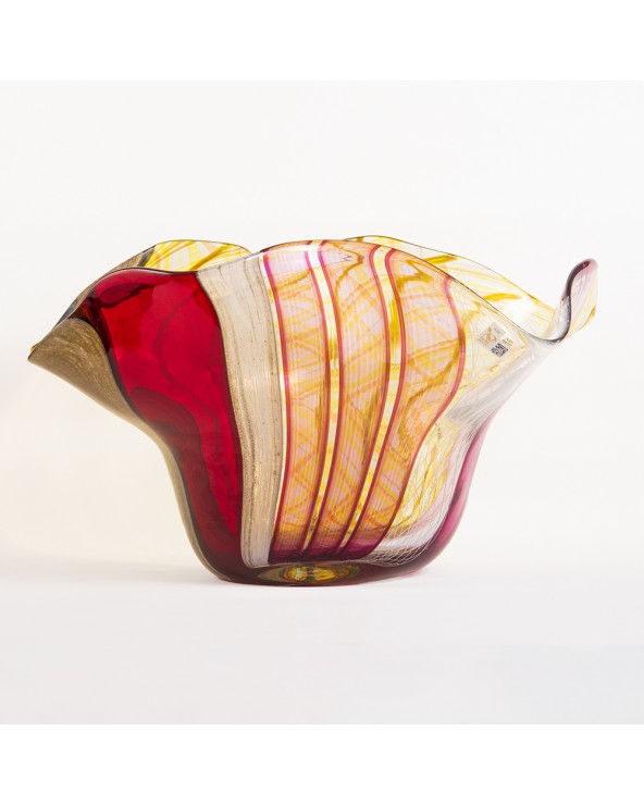 Vaso/Centrotavola Filigrana in vetro di Murano Multicolore