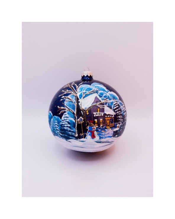 XMAS Ornaments Decorazione Casa Innevata Blu 15 cm