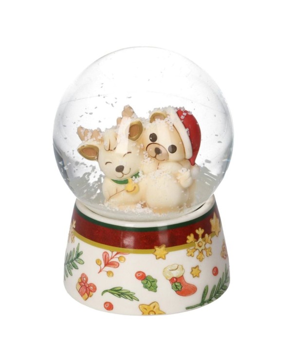 Boule de neige con Teddy cavalca Renna Robin Desideri di Natale - Medio
