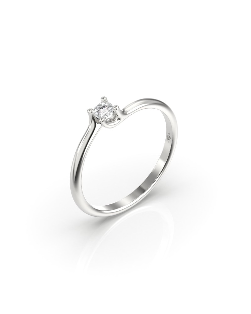 18kt white gold ring solitaire with diamond