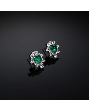 Orecchini Emerald cuore con zirconia verde