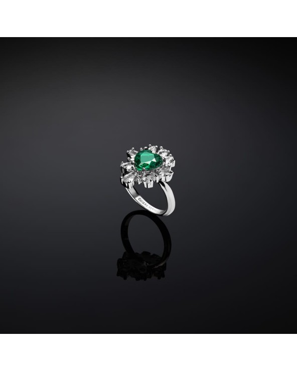 Anello Emerald cuore con zirconia verde
