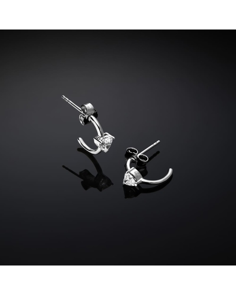 Hoop Earrings Silver with white cubic zirconia 0.39"
