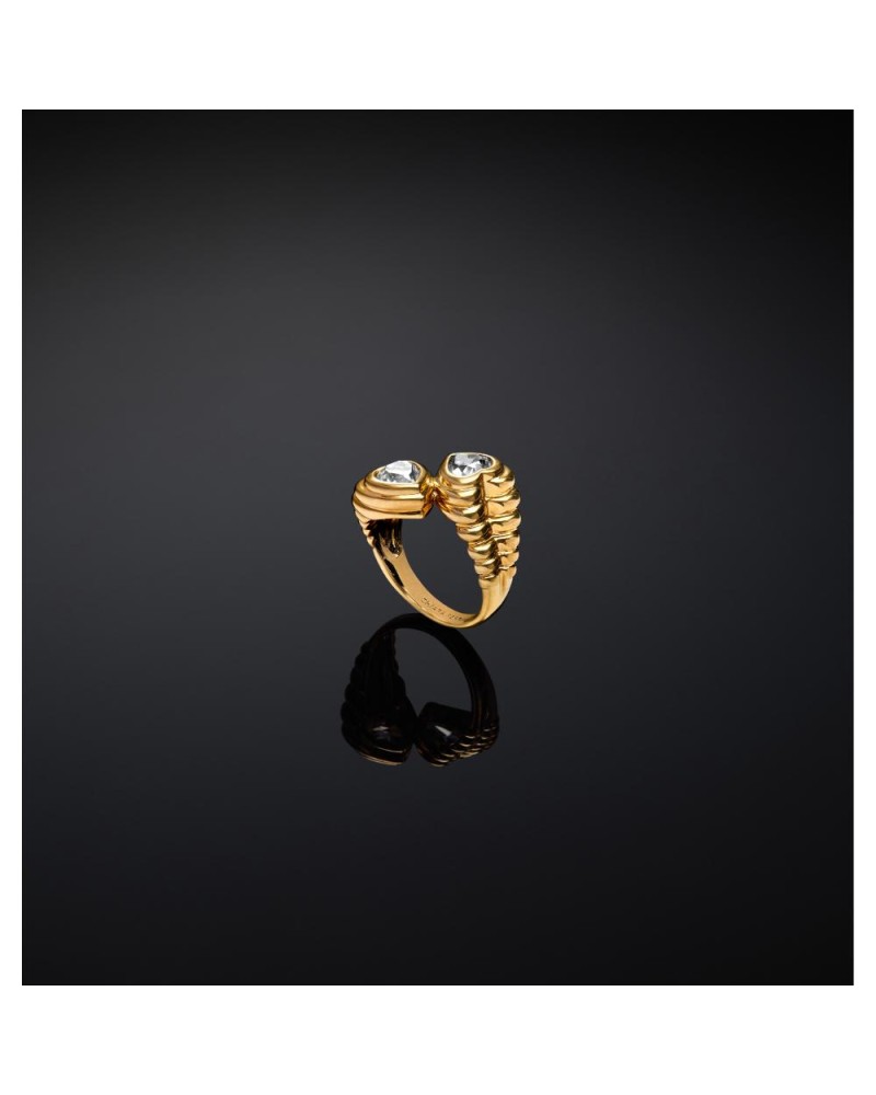Ring Bold hearts gold with zirconia cubica