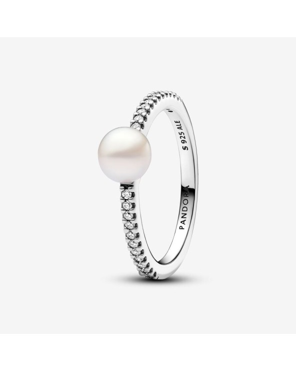 Pandora Treated Freshwater Cultured Pearl & Pavé Ring- 193158C01