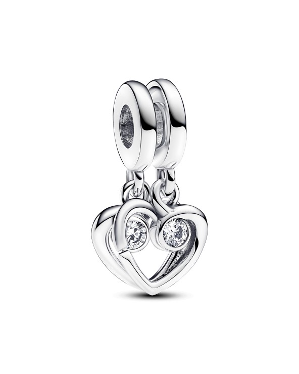 Pandora Hearts Sterling Silver Splittable Dangle With Clear