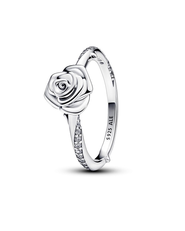 Pandora Rose Sterling Silver Ring With Clear Cubic Zirconia-