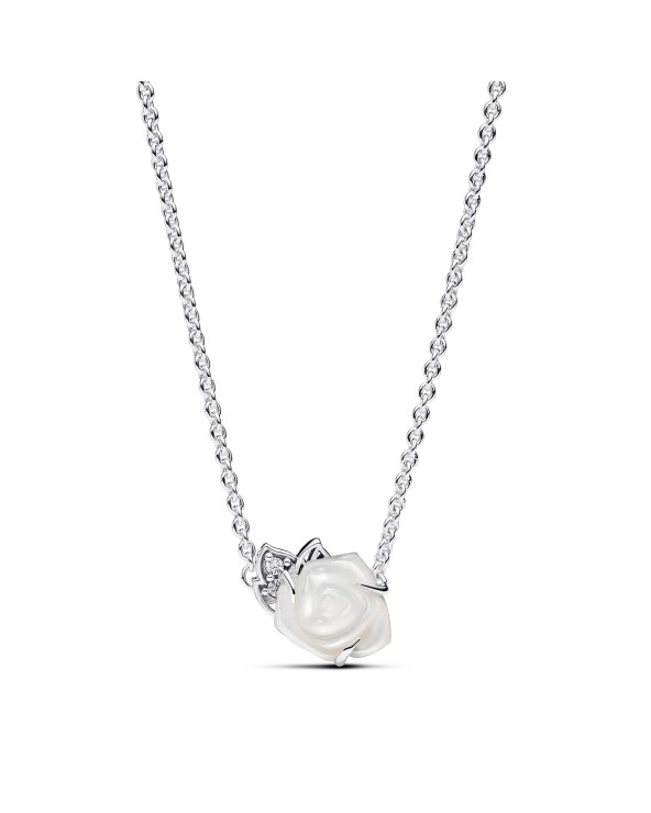 Pandora White Rose Sterling Silver Collier With Mother Of