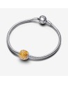 Pandora Yellow Rose Sterling Silver Charm With Transparent