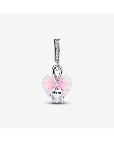 Pandora Mom Heart Sterling Silver Dangle With Pink And Clear