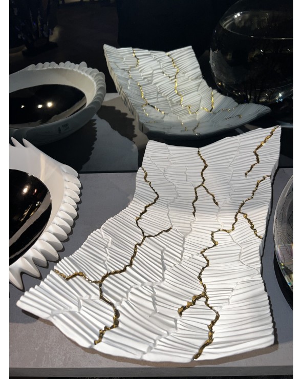 Fos Ceramiche Levante Anemos Centerpiece white and gold-