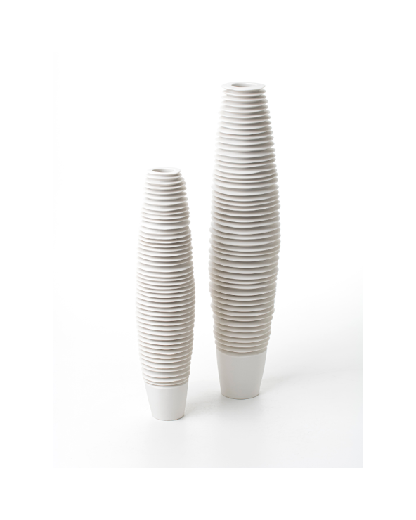 Fos Ceramiche Set di 2 Vasi Kion in porcellana bianca- FFKIONB-W