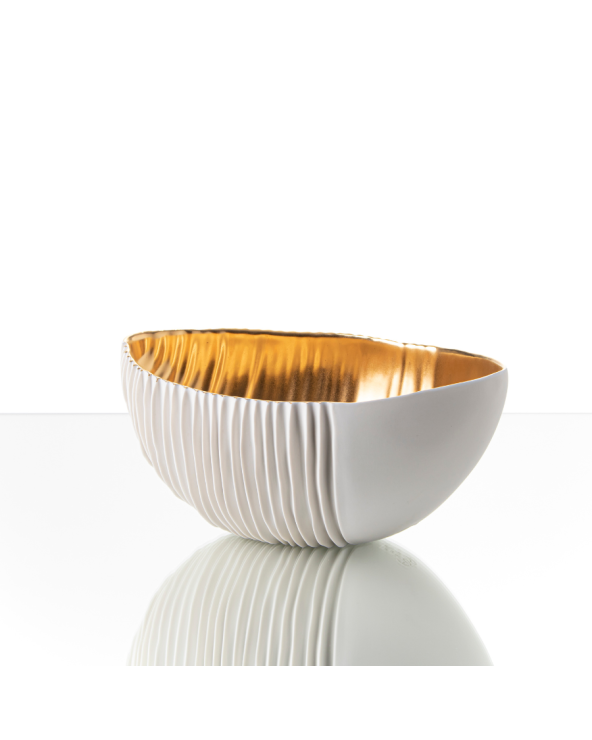 Fos Ceramiche Centrepiece Kohili A in white gilded porcelain-