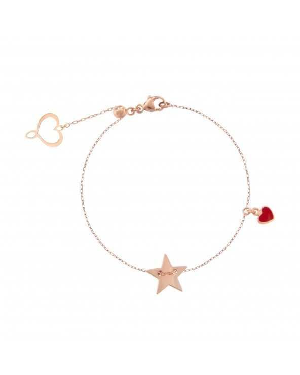 Chain bracelet with star and red heart