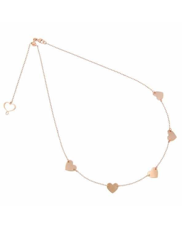 Chain choker with five small hearts