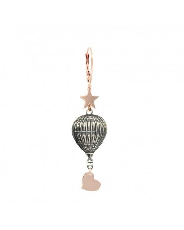 Single earring with hot air baloon