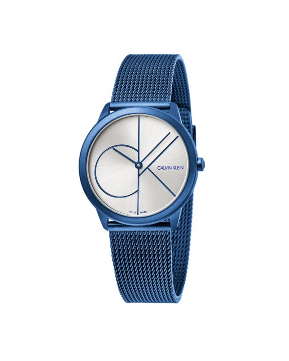 Unisex minimal watch stainless steel blue mesh strap