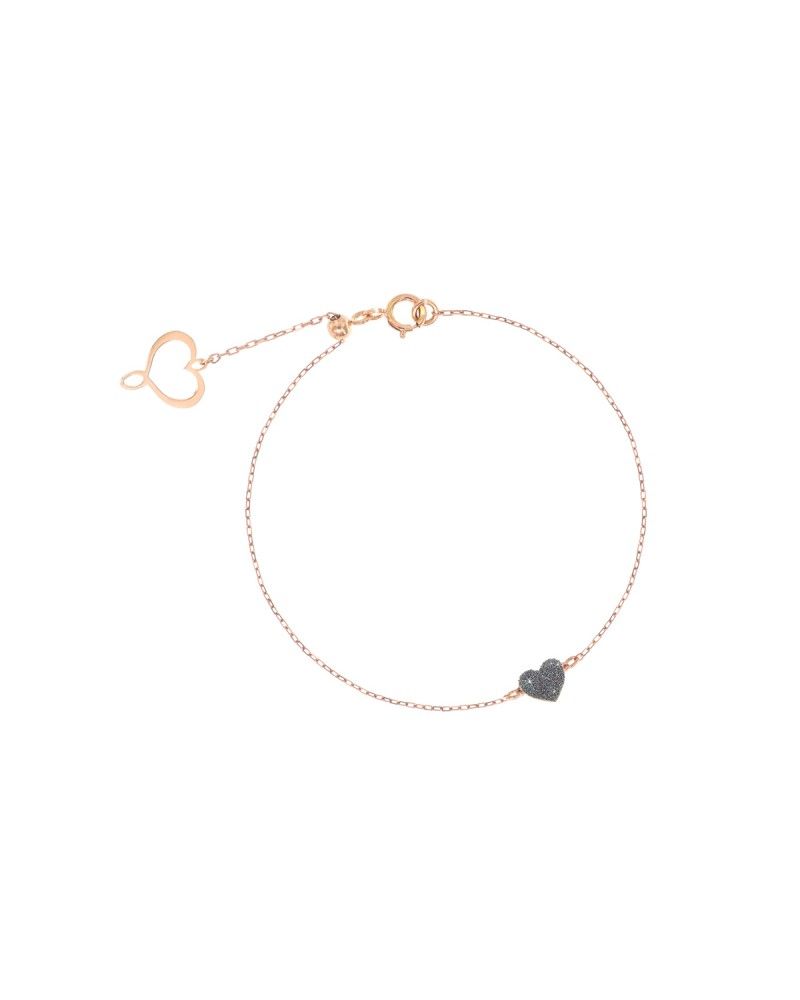 Bracelet made of rose gold with a heart of diamond dust