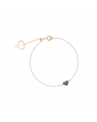 Bracelet made of rose gold with a heart of diamond dust