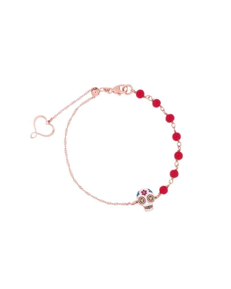 Bracelet with skull and coral rosary