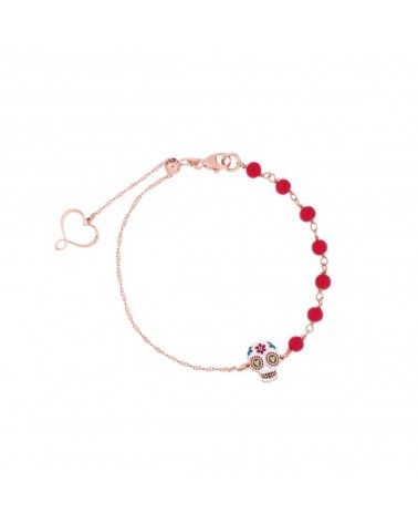 Bracelet with skull and coral rosary